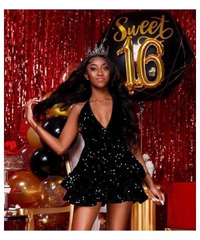 Women's Sparkly Sequin Homecoming Dresses for Teens Halter Sweet 16 Photo Shoot Short Prom Dress Champagne $32.99 Dresses