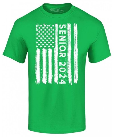 Senior 2024 American Flag Grad Graduation T-Shirt Irish Green $11.39 T-Shirts