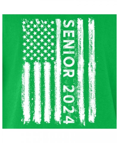 Senior 2024 American Flag Grad Graduation T-Shirt Irish Green $11.39 T-Shirts