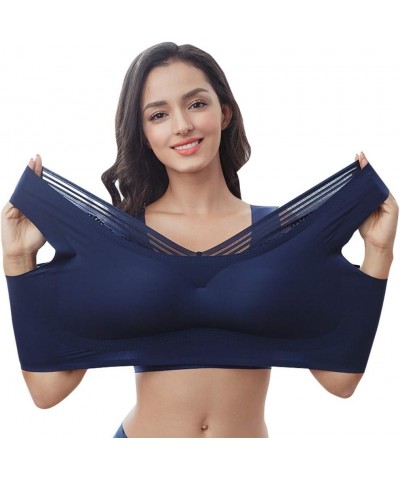Women’s Sleep Bra Plus Size Stretch Wireless Bralette Sport Bras Navy $15.18 Lingerie