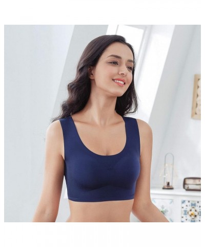 Women’s Sleep Bra Plus Size Stretch Wireless Bralette Sport Bras Navy $15.18 Lingerie