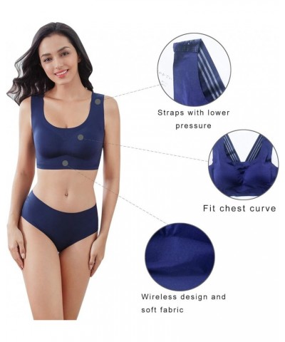 Women’s Sleep Bra Plus Size Stretch Wireless Bralette Sport Bras Navy $15.18 Lingerie