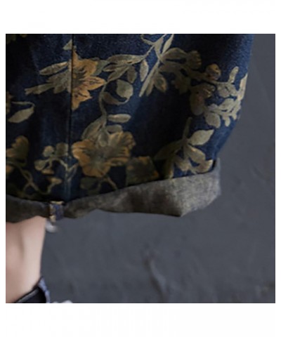 Jumpsuits for Women Denim Overalls Baggy Vintage Floral Bib Pants Wide Leg Harem Pants Jeans Button Romper with Pocket A03_da...