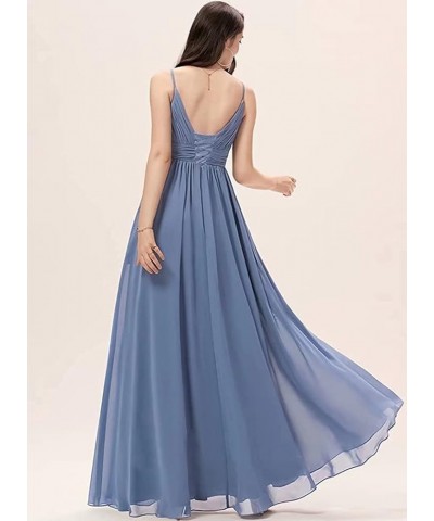 Women's Spaghetti V Neck Bridesmaid Dresses Long A-Line Split Chiffon Evening Formal Gown Candy Pink $28.60 Dresses