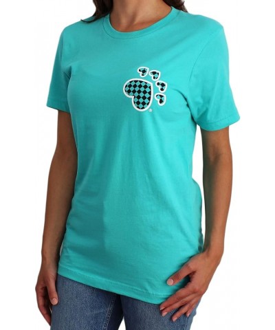 Dog & Cat Lover T-Shirt | Loose Relaxed Fit Cute Tee for Animal Lover Check Teal-ss $17.49 T-Shirts