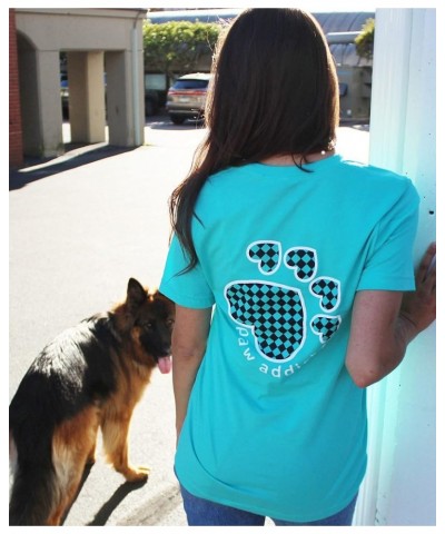 Dog & Cat Lover T-Shirt | Loose Relaxed Fit Cute Tee for Animal Lover Check Teal-ss $17.49 T-Shirts