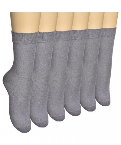Women's Thin Bamboo Dress Socks - Casual Color Crew Socks, Comfort Seam Grey (6 Pack) $15.82 Socks