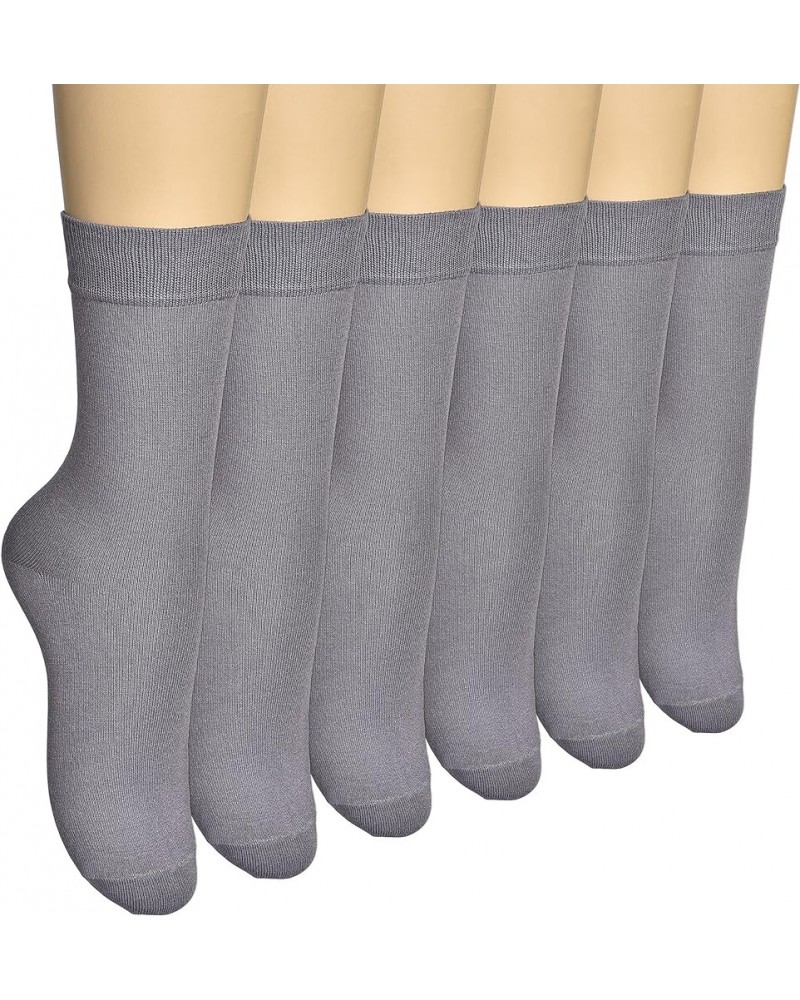 Women's Thin Bamboo Dress Socks - Casual Color Crew Socks, Comfort Seam Grey (6 Pack) $15.82 Socks