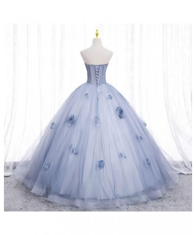 Puffy Sleeves Prom Dresses Long Ball Gowns 3D Flower Formal Princess Evening Party Dresses for Woman Royal Blue $40.40 Dresses