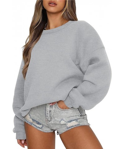 Crewneck Sweatshirt for Women Casual Oversized Pullover Hoodies Long Sleeve Fleece Tops Sweater Charcoal Gray $15.26 Hoodies ...