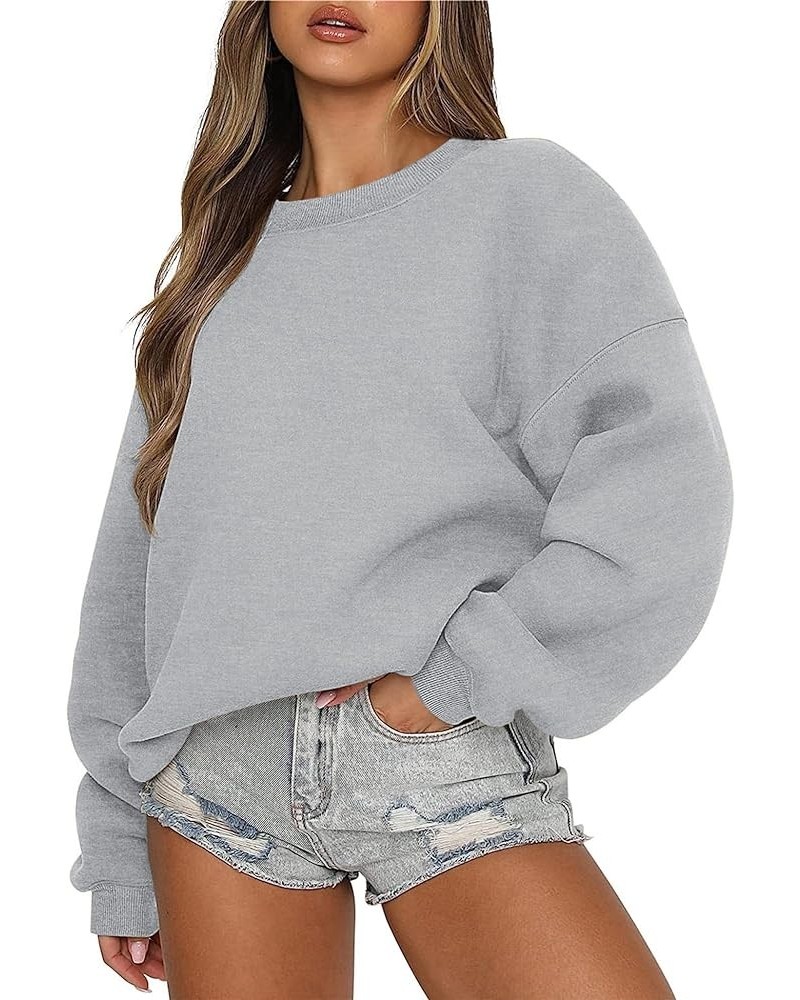 Crewneck Sweatshirt for Women Casual Oversized Pullover Hoodies Long Sleeve Fleece Tops Sweater Charcoal Gray $15.26 Hoodies ...