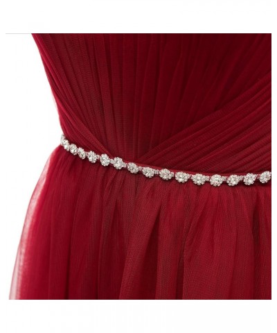 Tulle Bridesmaid Dresses Long V-Neck Spaghetti Straps Beaded Belt Wedding Evening Prom Gowns Ivory $46.74 Dresses