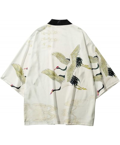 Womens Lightweight Cardigan Loose fit Dragon or Crane Japanese Kimono Cover up 21782 Beige $14.49 Sweaters