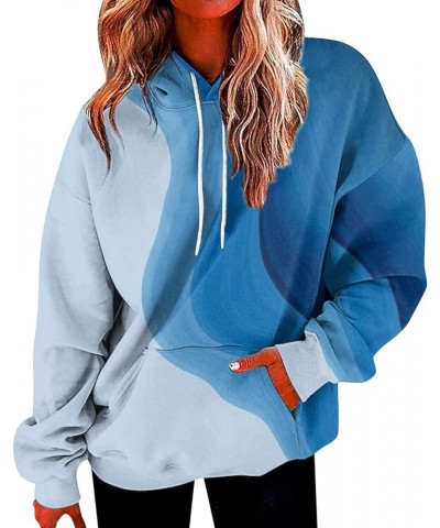 Womens Sweatshirts Fall 2023, Women's Fashion Loose Casual Daily Long Sleeve Gradient Patchwork Sweatshirts 2-sky Blue $9.66 ...