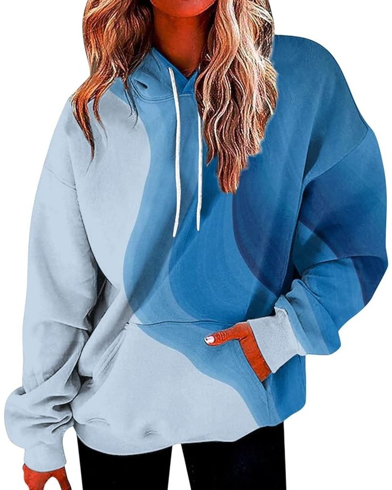 Womens Sweatshirts Fall 2023, Women's Fashion Loose Casual Daily Long Sleeve Gradient Patchwork Sweatshirts 2-sky Blue $9.66 ...