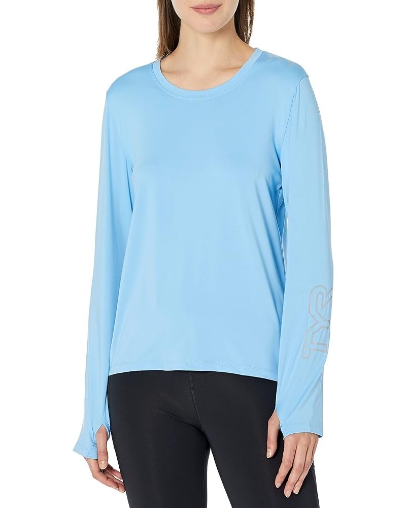 Women's Long Sleeve Sun Protection Performance T-Shirt UPF 50+ Sky Blue $13.60 Activewear