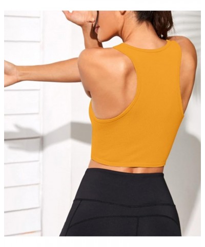 2 Piece Crop Tank Tops for Women,Ribbed Seamless Square Neck,Basic Cute Top for Summer,Workout,Going Out Orange $9.15 Tops