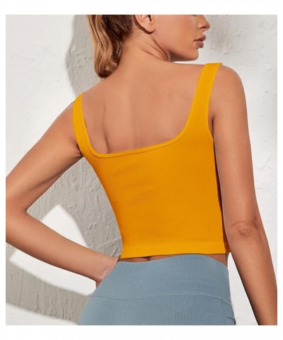 2 Piece Crop Tank Tops for Women,Ribbed Seamless Square Neck,Basic Cute Top for Summer,Workout,Going Out Orange $9.15 Tops