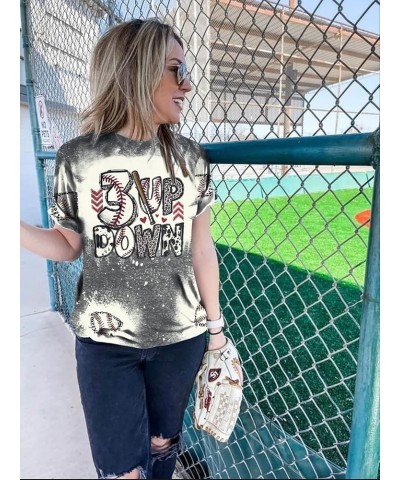 Baseball Mama Shirt Women Baseball Mom Tshirt Mama Graphic Tee Funny Letter Print Short Sleeve Tops Bleached Gray $14.39 T-Sh...