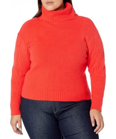 Women's Plus Size Turtle Neck Rib Sweater Cherry Red $12.27 Sweaters