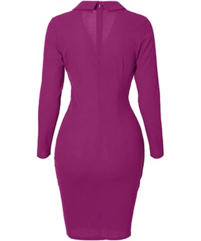 Long Sleeve Blazer Dress for Women Business Casual Formal Dresses Solid Turn Down Neck Work Suit Fashion Buttons Coat Purple ...