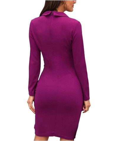 Long Sleeve Blazer Dress for Women Business Casual Formal Dresses Solid Turn Down Neck Work Suit Fashion Buttons Coat Purple ...