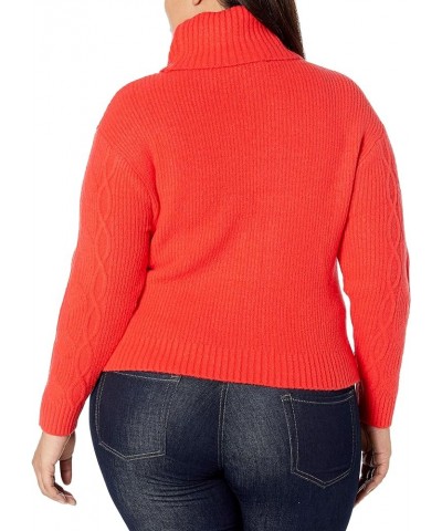 Women's Plus Size Turtle Neck Rib Sweater Cherry Red $12.27 Sweaters