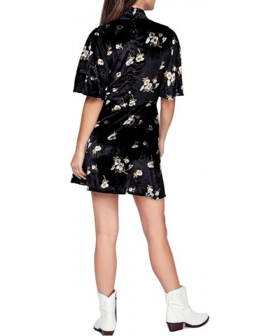 Be My Baby Velvet Floral Print High Neck Mini Dress Navy $36.95 Dresses