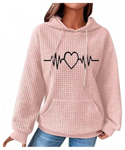 Loose Fit Hoodies For Women 2023 Fall Fashion Sweatshirt Tops Casual Long Sleeve Hooded Blouse Heart Print Pullover 01-pink $...
