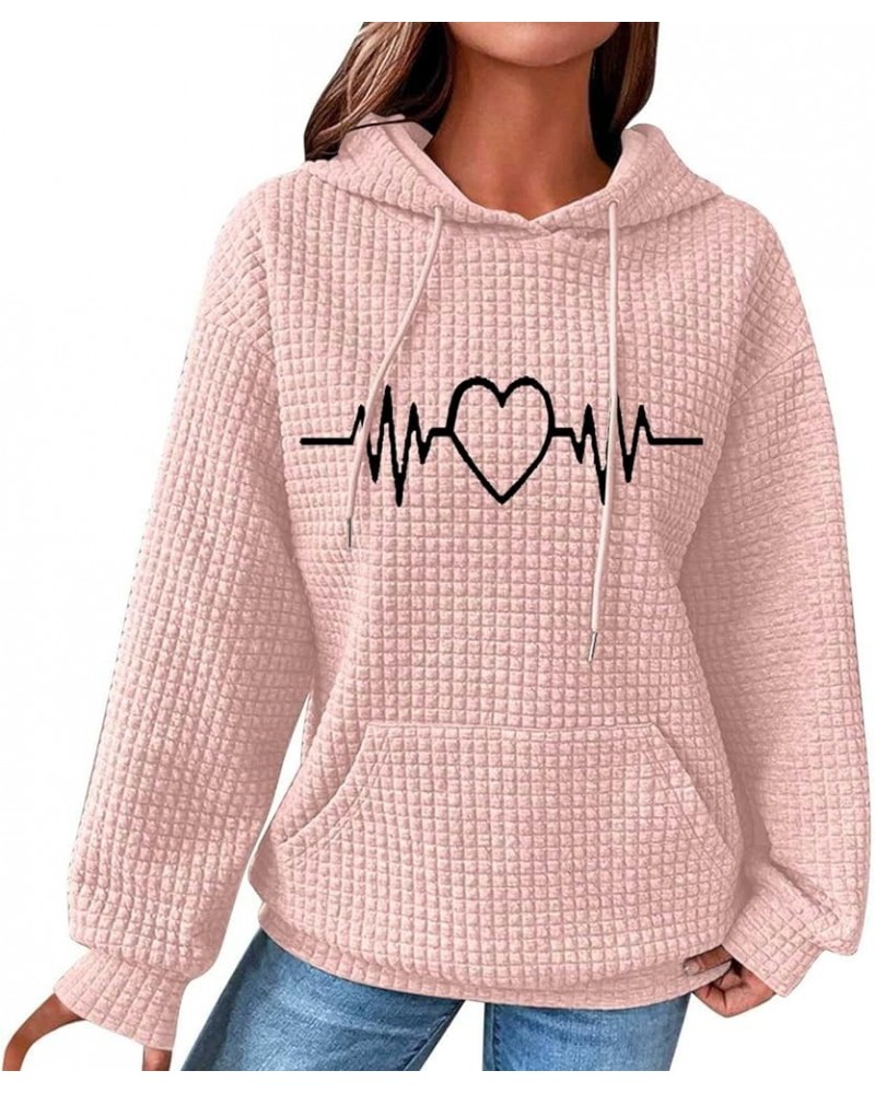 Loose Fit Hoodies For Women 2023 Fall Fashion Sweatshirt Tops Casual Long Sleeve Hooded Blouse Heart Print Pullover 01-pink $...