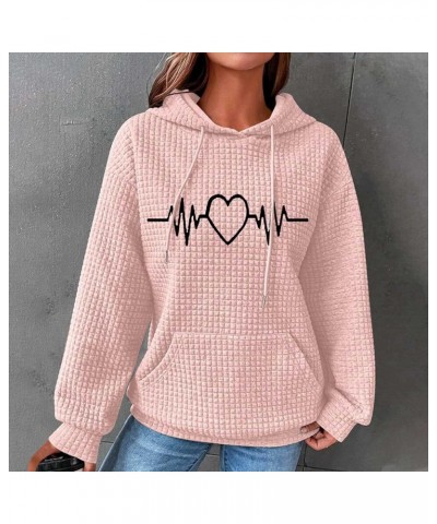 Loose Fit Hoodies For Women 2023 Fall Fashion Sweatshirt Tops Casual Long Sleeve Hooded Blouse Heart Print Pullover 01-pink $...