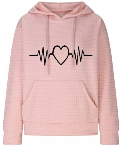 Loose Fit Hoodies For Women 2023 Fall Fashion Sweatshirt Tops Casual Long Sleeve Hooded Blouse Heart Print Pullover 01-pink $...