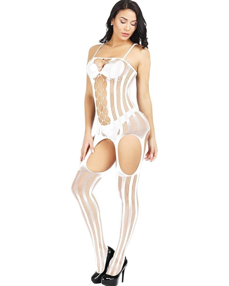 Babydoll Lingerie For Women Sexy Hot Women Open Crotch Transparent Bodystockings Underwear Pajama Sexy Lingerie Set White $5....