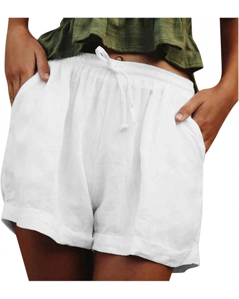 Women's Ripped Denim Jean Shorts Drawstring High Waisted Stretchy Denim Shorts with Pockets Tassels Hem Mini Hot Pants Zx1-wh...