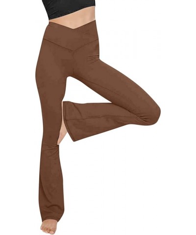 Yoga Pants Women Flare High Waisted Bootcut Legging Soft Workout Gym Athletic Running Fitness Leggings A-08 Brown $9.53 Activ...