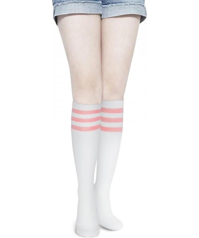 Women's Cotton Knee High Socks, School Uniform Team Sports Tube Socks,1 Pairs Size 5-9 White/Pink Stripes - 1 Pairs $8.24 Socks