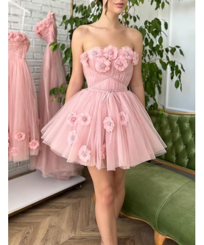 Strapless Tulle Short Homecoming Dresses for Teens Flowers A Line Cocktail Party Gowns Purple $40.49 Dresses