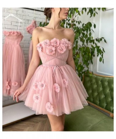 Strapless Tulle Short Homecoming Dresses for Teens Flowers A Line Cocktail Party Gowns Purple $40.49 Dresses