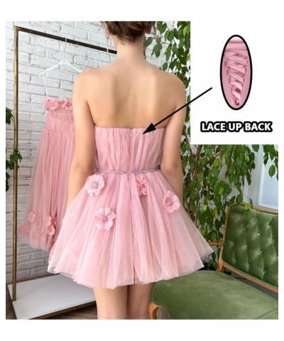 Strapless Tulle Short Homecoming Dresses for Teens Flowers A Line Cocktail Party Gowns Purple $40.49 Dresses