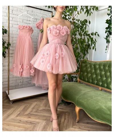 Strapless Tulle Short Homecoming Dresses for Teens Flowers A Line Cocktail Party Gowns Purple $40.49 Dresses