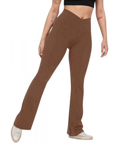 Yoga Pants Women Flare High Waisted Bootcut Legging Soft Workout Gym Athletic Running Fitness Leggings A-08 Brown $9.53 Activ...