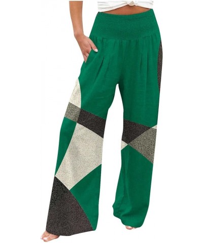 Wide Leg Pants for Women Summer Tie-Dye Print High Waist Pleated Front Pants Ladies Lightweight Flowy Trousers Greena2 $10.78...