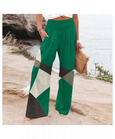 Wide Leg Pants for Women Summer Tie-Dye Print High Waist Pleated Front Pants Ladies Lightweight Flowy Trousers Greena2 $10.78...