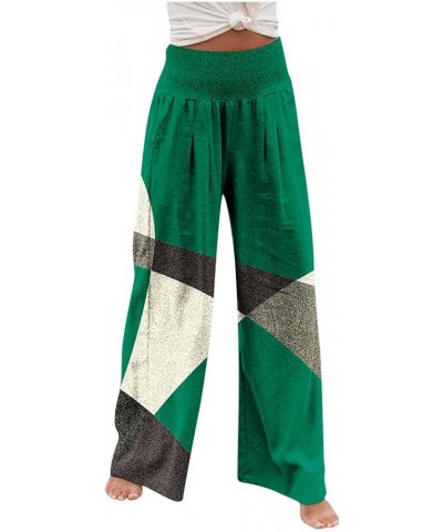 Wide Leg Pants for Women Summer Tie-Dye Print High Waist Pleated Front Pants Ladies Lightweight Flowy Trousers Greena2 $10.78...