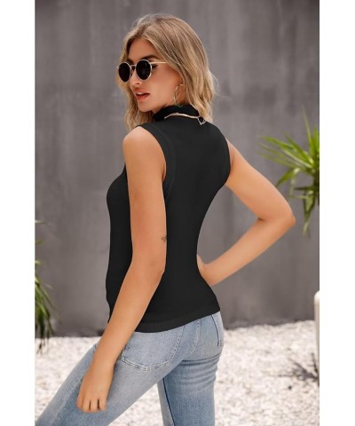 Women's Casual Mock Turtleneck Sleeveless Pullover Tops Slim Fit Basic Stretchy Tank Top Black $10.79 Tanks