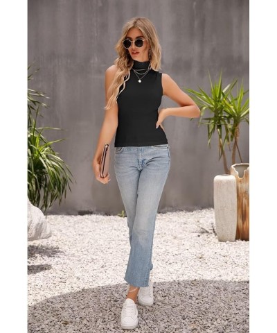 Women's Casual Mock Turtleneck Sleeveless Pullover Tops Slim Fit Basic Stretchy Tank Top Black $10.79 Tanks