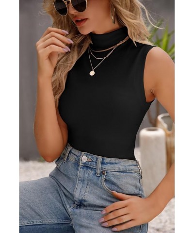 Women's Casual Mock Turtleneck Sleeveless Pullover Tops Slim Fit Basic Stretchy Tank Top Black $10.79 Tanks