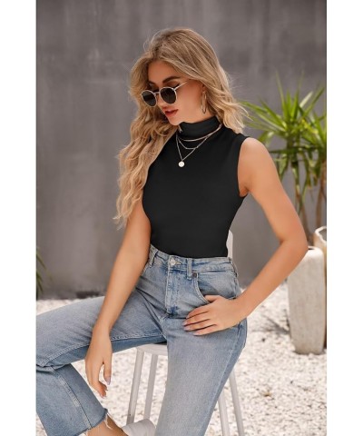 Women's Casual Mock Turtleneck Sleeveless Pullover Tops Slim Fit Basic Stretchy Tank Top Black $10.79 Tanks