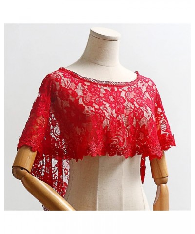 Women's Floral Lace Tulle Scarfs Wrap Bolero Wedding Bridal Shawls Cape Evening Shrug For Party Pink Lace Wrap $17.66 Sweaters