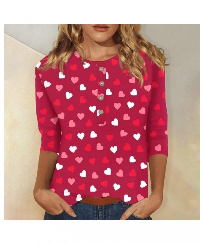 Valentines Tops for Women Spring Tops 2024 3/4 Length Sleeve Womens Tops Cute Graphic Tees Plus Size Basic Pullover G1-light ...